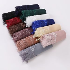 Nouvelle écharpe en mousseline de soie bord de cils Hui voile musulman longue écharpe moyen-orient hijab - Product Image 3