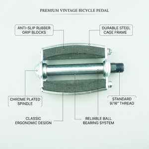 Pédales de vélo classiques en caoutchouc durable de 26/28 pouces, avec corps en métal, cadre en acier, antidérapantes, réfléchissantes, pour VTT et vélo de ville - Product Image 3