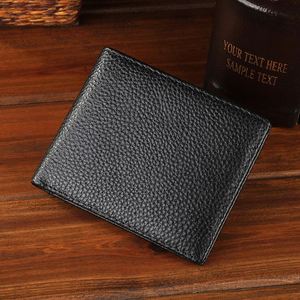 Portefeuilles en cuir de vache véritable imprimé avec initiales, design en cuir véritable pour homme, porte-cartes de crédit pliable pour homme avec boîte cadeau - Product Image 3