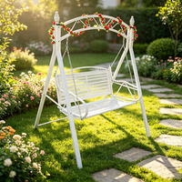 Fauteuil suspendu double en métal pour extérieur, structure en fer robuste, banc suspendu pour véranda 2 places avec coussin pour balcon et jardin