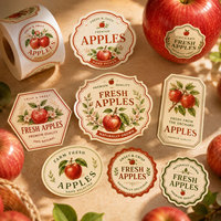 Étiquettes de fruits imprimées sur mesure, autocollantes, imperméables, pour emballage alimentaire, rouleau d'autocollants, étiquettes pour produits biologiques, impression de logo privé