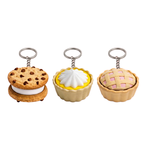 Llavero y colgante para coche de 5 cm con diseño de postre simulado Kawaii, botón mecánico de clic para aliviar el estrés, juguete antiestrés con forma de tarta de huevo y galleta - Product Image 1
