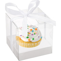 Vente en gros boîte transparente en PVC pour animaux de compagnie boîte carrée en plastique transparente pour cadeau bougie jouet cupcake inserts de couleur or brun