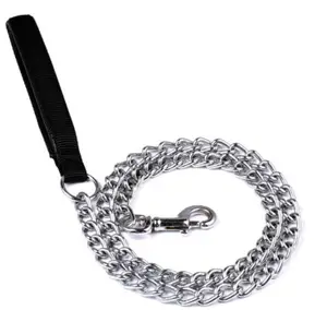 6 ft Durable Anti Bite Metal Steel Dog Leash with padded soft handle iron chain anti pull dog lead for big dog 4ft 120 180cm