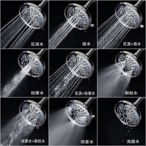 Juego de cabezal de ducha multifuncional, 9 funciones, fácil de limpiar, boquilla suave, forma redonda, pulverizador de lluvia, masaje, burbujas, pulverizador de agua automático - Product Image 4