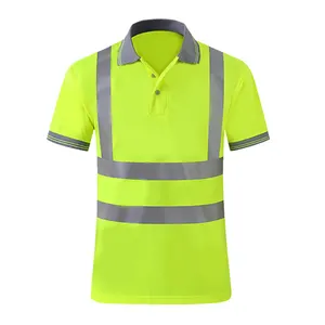Magliette di sicurezza Hi Vis con tasca per gli uomini di lavoro ANSI classe 2 riflettente manica corta