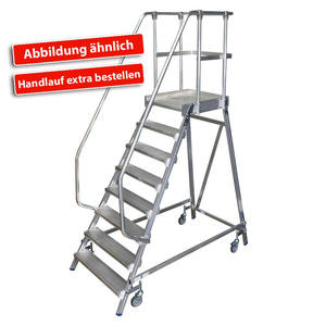 Leichtmetall-Podestleiter, Einseitig Besteigbar, Mit 8 Aluminiumstufen - Product Image 1