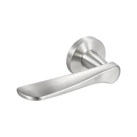 Poignée de porte à levier en acier inoxydable 304 de haute qualité, finition satinée, rosette ronde, design moderne, poignée à levier à mortaise pour porte intérieure