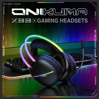 ONIKUMA X33 Headset Gaming ringan RGB, headphone berkabel USB/tipe-c pemutar PC PS4 dengan mikrofon fleksibel HD untuk game komputer