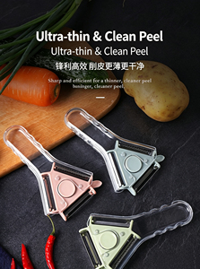 Éplucheur de fruits et légumes rotatif 3-en-1 pratique pour la cuisine, trancheuse et couteau à éplucher à fil métallique – Vente en gros - Product Image 5
