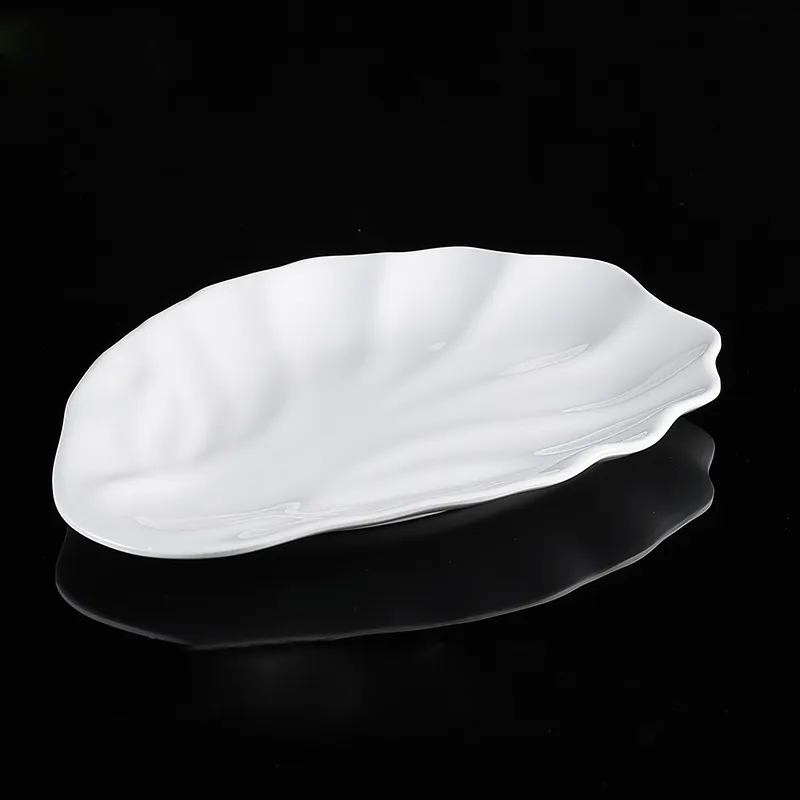 白い葉のひょうたん型100% メラミンプレート食品グレードのボート用プラスチックプレート