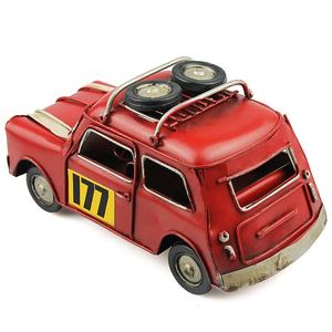 Modelo de Coche Rojo Creativo 177 con <span class=keywords><strong>Ruedas</strong></span> en la Parte Superior, Adornos de Hierro para Niños, Recuerdo, Regalo, Decoración, Decoración Vintage para el Hogar - Product Image 5