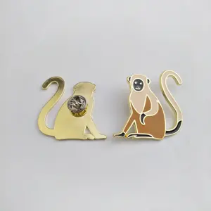 metal plate with pin Custom monkey Enamel Metal pin badge For Coat Shirt Bag Jewelry Gift metal labels with butterfly clasp