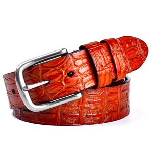 Ceinture pour <span class=keywords><strong>homme</strong></span> en cuir de vachette gaufré croco de luxe, boucle à ardillon simple en alliage, longueur 90-130 cm, pour usage quotidien et professionnel universel - Product Image 5