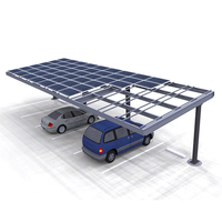Structure de carport solaire symétrique à double pente, conception équilibrée, supports adaptés aux dimensions des projets de stationnement