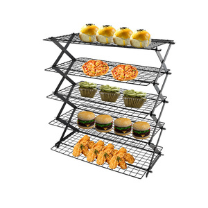 Scaffale Multifunzionale Nero per Esposizione e Raffreddamento, Ripiano Pieghevole <span class=keywords><strong>a</strong></span> 5 Livelli per <span class=keywords><strong>Cucina</strong></span> Esterna - Product Image 6