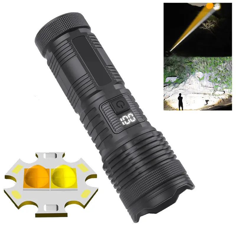 2*XHP50 Portable LED Tactical Flashlight Super Bright Torch Rechargeable Light long range built-in battery Waterproof lamp
