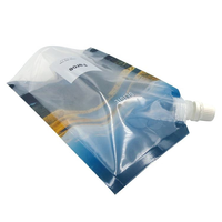Pochette transparente en plastique avec impression double face, à fond plat, avec bec verseur pour l'emballage de savon liquide pour les mains, sac de 414 ml