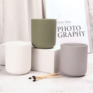 Vente chaude personnalisée grand récipient à bougie navire nu pot bougeoir tasse parfumée en céramique pour la fabrication de bougies