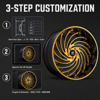 Jantes forgées 3 pièces Gold Turbine Swirl 18x9 5x114.3 ET30 6061 T6 personnalisées à déport profond pour Honda