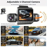 Nouveau modèle d'enregistreur de conduite automobile avec écran de 2 pouces, haute définition 1080P, 4 canaux, vision nocturne infrarouge, Wi-Fi, caméra embarquée à quatre enregistrements