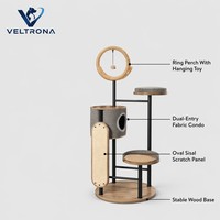 Torre Moderna de Metal para Gatos con Plataforma de Madera y Anillo de Sisal, Mueble de Escalada para Interiores, Venta al por Mayor