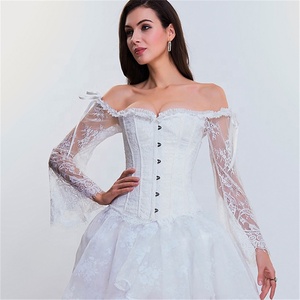 Mode fête de <span class=keywords><strong>mariage</strong></span> Bustiers hauts à porter Sexy à manches longues dentelle femmes Corsets Blouse - Product Image 6