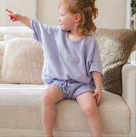 Ensemble tricoté 2 pièces 100 % coton, pull d'été en maille plate et short, haut à manches courtes amples et pantalon court