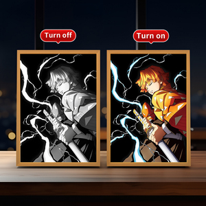 Anime LED light painting với khung gỗ thiết kế hiện đại để trang trí nội thất và sử dụng kỳ nghỉ - Product Image 1