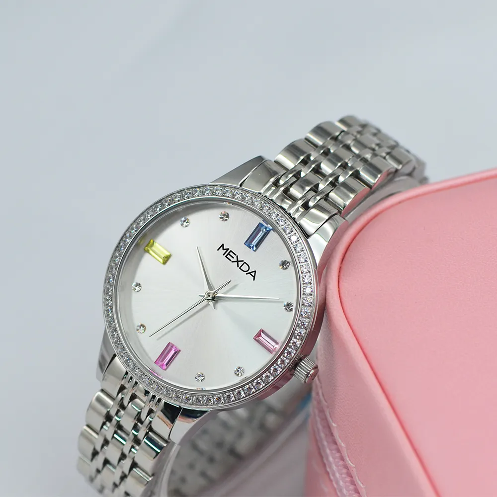Mexda Brand Luxury Diamond Watches Bracelet Girl Watch Rose Gold Womens Wristwatch Shiny Crystal Reloj Mujer