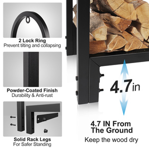 Accessoire <span class=keywords><strong>de</strong></span> stockage <span class=keywords><strong>de</strong></span> <span class=keywords><strong>bois</strong></span> <span class=keywords><strong>de</strong></span> foyer intérieur extérieur en acier <span class=keywords><strong>de</strong></span> grande capacité <span class=keywords><strong>de</strong></span> 4 pieds et ensemble d'outils - Product Image 4