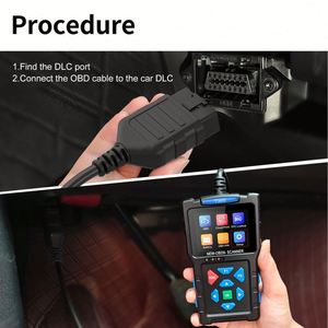 Lecteur de code OBD2 professionnel pour voiture, outil de diagnostic avec double système, écran LCD 12V pour les informations du moteur du véhicule universel, DTC, ECU - Product Image 6