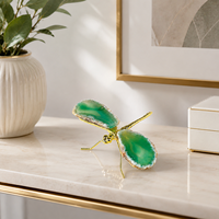 Figurine de libellule en agate verte naturelle, ornement en cristal pour la décoration de la maison ou du bureau, cadeau