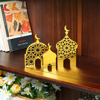Lot de 3 décorations de table en acrylique pour le Ramadan, signe de table Eid Mubarak Mosquée Palais, ornement de bureau pour les célébrations du Ramadan et de l'Aïd