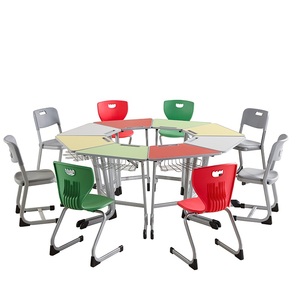 Colorful Modern American School Office Furniture Classroom Student <b>Study</b> Trapezoidal Desk and <b>Chair</b> Set PT-300T Trapezoidal Desk - Product Image 1