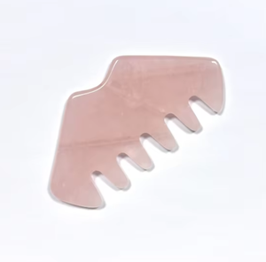 หวีหินกัวซาหกซี่สีชมพูโรสควอตซ์ สำหรับนวดหนังศีรษะ บรรเทาความเครียด - Product Image 2