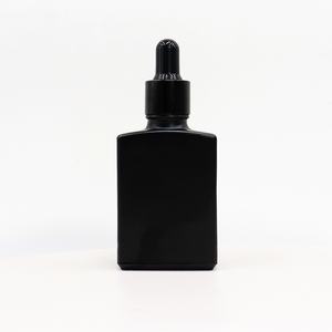 Hot Selling 15ml 30ml <b>50ml</b> 100ml Square Matte Black Glass Essential Oil Dropper <b>Bottle</b> With Gold Sliver Bamboo Cap - Product Image 1