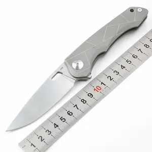 Cuchillo plegable con mango de acero HQ-hoja D2 táctica para acampar al aire libre cuchillo de bolsillo EDC de doble acción de alta dureza