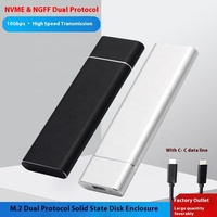 Boîtier SSD M.2 NVME/NGFF en aluminium haute vitesse Boîtier de disque dur portable à double protocole USB 3.1 Boîtier de lecteur à semi-conducteurs de 10 Go
