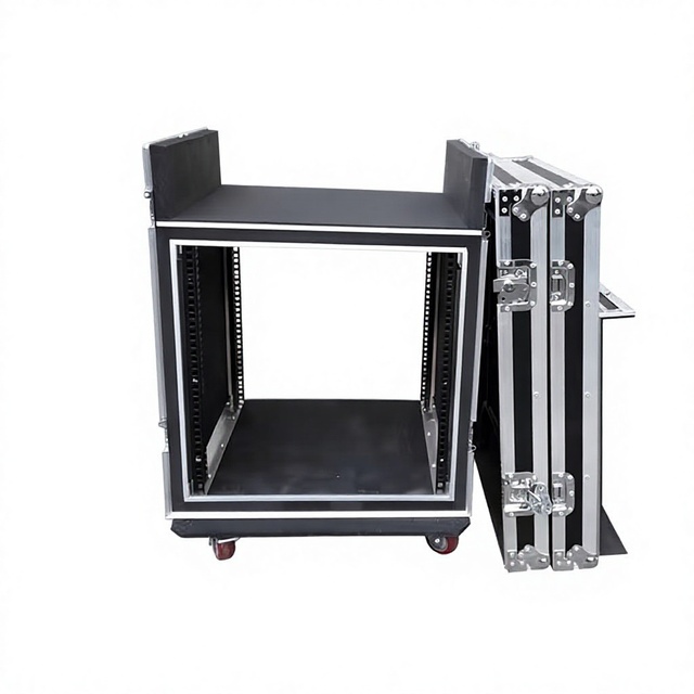 Professional 8U 10U Double Door Flight Rack Case, Shockproof Cabinet for Power Amplifier, Audio Mixer