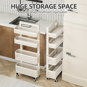Carrito de Almacenamiento Rodante Delgado, Unidad de Estantería Móvil Multiusos para Espacios Reducidos, Cocina, Baño, Lavandería y Oficina - Product Image 4