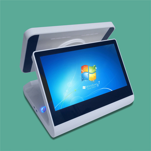 WUXIN WXPOS 22 15 Inch Windows 10 All-In-One POS Terminal Dual Capacitive Touch Screen Label Printer I5 10th Gen 8GB SSD White