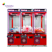 Vente flash Machines à griffes rouges avec lumière néon colorée, attrapeur de jouets en fer, armoire commerciale, machine à attraper des jouets d'arcade pour centre de jeux
