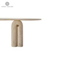 Table à manger en travertin de style Roma, magnifique et personnalisée, avec pieds courbes, pour salon, table basse en marbre, commande sur mesure