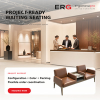Chaise de réception de bureau rembourrée à 2 places avec table centrale pour hall d'entrée et espaces publics