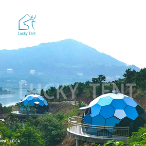 Marco de aleación de aluminio para exteriores, pared de vidrio <span class=keywords><strong>Real</strong></span>, 7m/8m, centros turísticos altos, diseño geodésico, casa de tienda de cúpula para acampar - Product Image 4