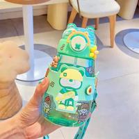 Nouvelles Bouteilles d'Eau en Plastique Grande Capacité pour Enfants 2026 – Gourdes Portables à Paille de 600 ml pour Filles, Motif Dessin Animé, Idéales pour l'École