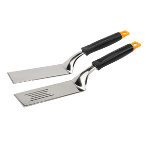 Juego de espátulas Teppanyaki de acero inoxidable, 2 piezas, resistentes, para asar hamburguesas, utensilio de cocina - Product Image 1