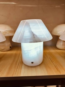 Ý Tưởng Sáng Tạo 29inch thạch cao Tuyết hoa Onyx nấm thủ công với Backlit hiệu ứng bán quý đá thủ công mỹ nghệ trang trí nội thất - Product Image 6