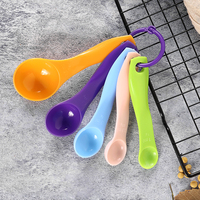 Ensemble de 5 cuillères à mesurer en plastique coloré, empilables, avec anneau amovible, outils de mesure pour la cuisine et la pâtisserie